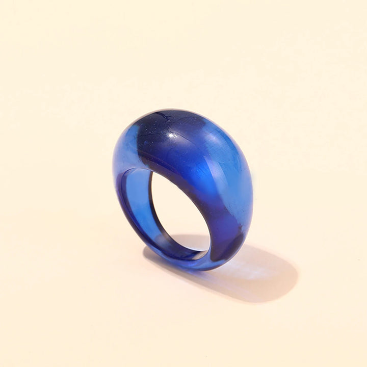Round Rings For Women Big Kpop Finger Ring For Girls Punk Resin Ring