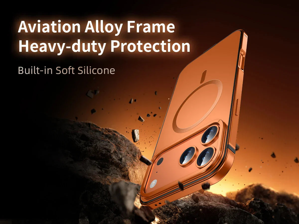 Suitable Magsafe Case for IPhone 17Pro Max 12 13 14 15 16 17Air Plus Alloy Frame Heavy Protection Phone Case