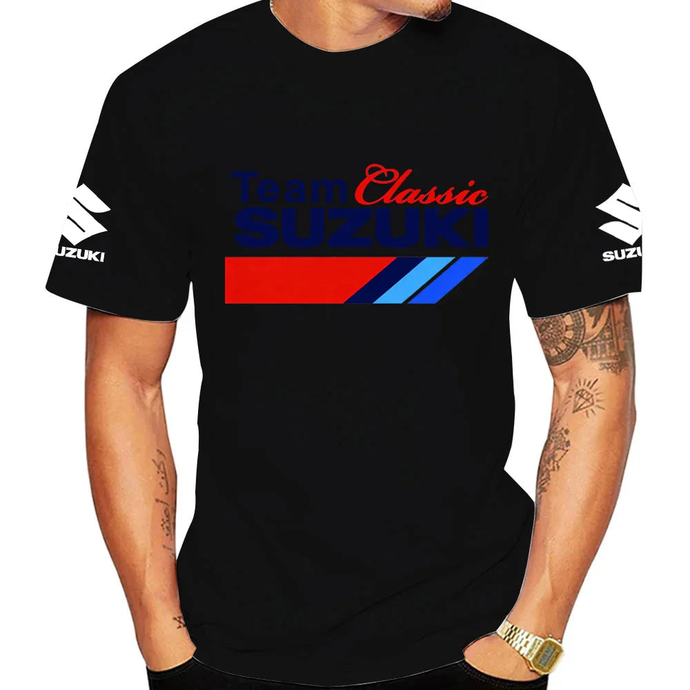 Men's Summer Classic T-Shirt - 100% Cotton Motorcycle Style Comfortable and Breathable Short Sleeve