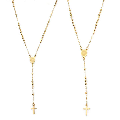 1 Piece Religious 304 Stainless Steel Prayer Beads Rosary Necklace Cross Pendant For Women Jewelry Gifts 52cm(20.5") long