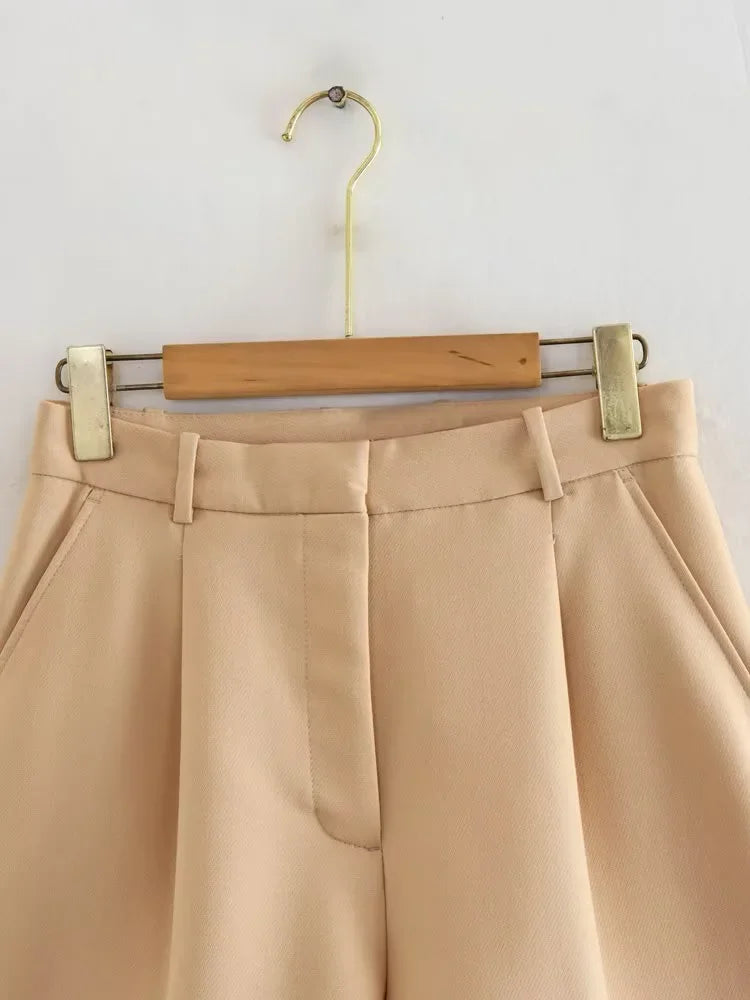 Female Shorts Black Pink Shorts Woman Summer 2024 Pleated Baggy White Shorts For Women Casual High Waist Short Pants