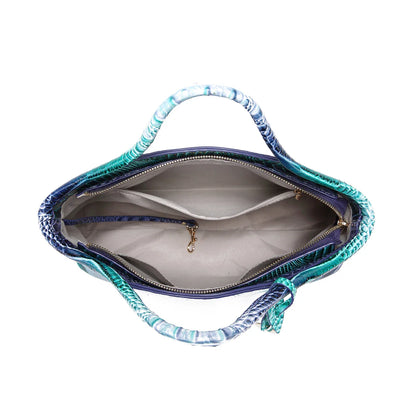 crocodile pattern colorful solid color high-end retro women's handbag