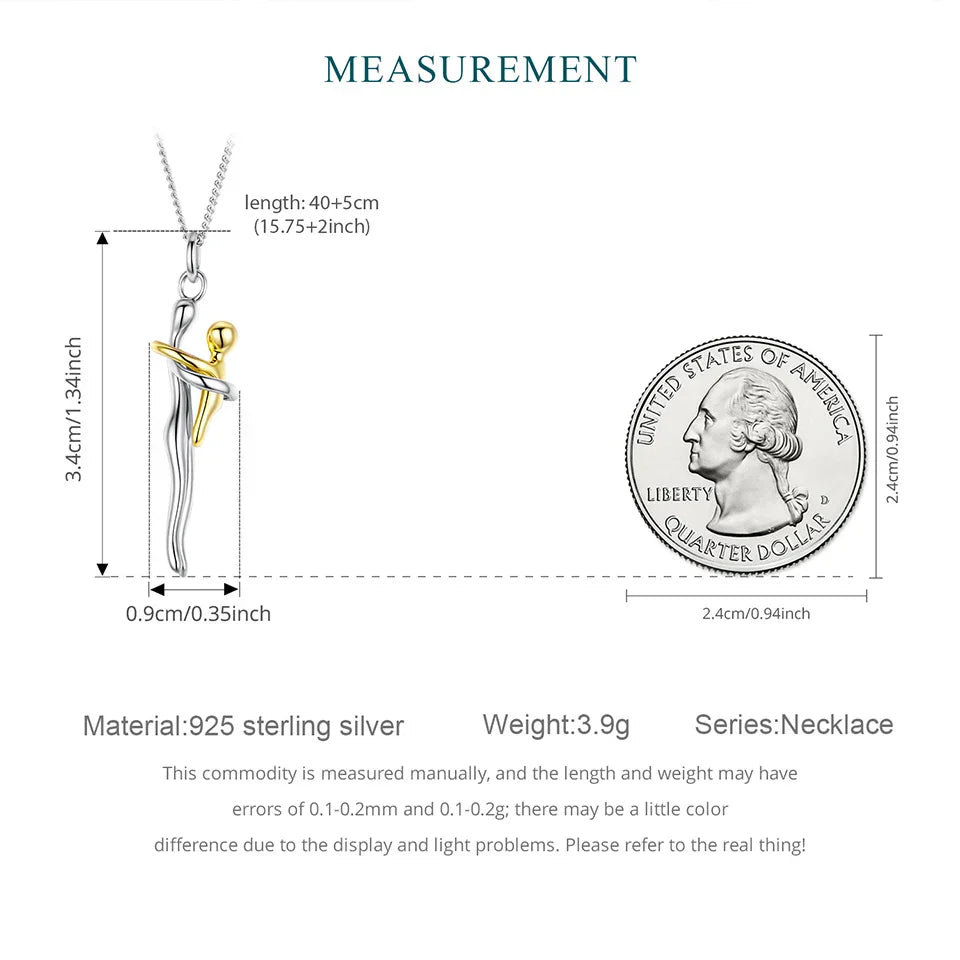 Real 925 Sterling Silver Hug Embrace Pendant Necklace Silver Gold Two-tone Mom & Child Pendant Family Gift  Mom Jewelry