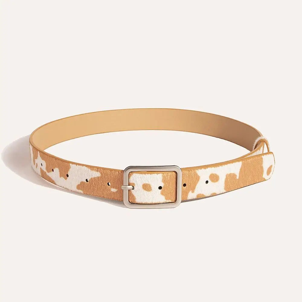 Japanese Style Square Buckle Women Belt with Shine Rhinestone PU Leather Gothic Waist Belts Leopard Punk Waistband