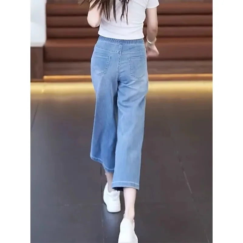 Wide Leg Pant Ladies High Waist Straight Tube Jeans