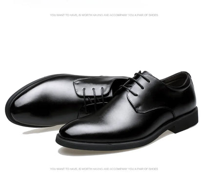 Men's Breathable Leather Shoes Black Soft Leather Soft Bottom Spring And Autumn Best Man Men's Business Formal Wear Casual Shoe