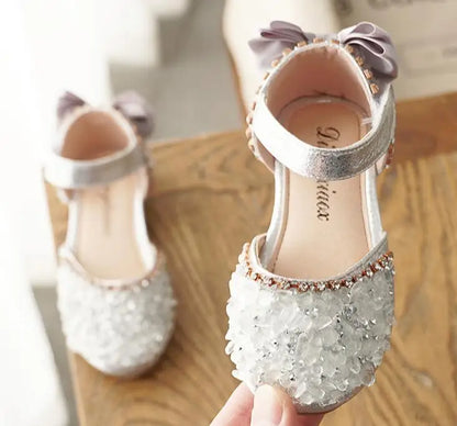 Summer Kids Shoes for Girl Sandals Fashion Sequins Cute Bow Little Girl Shoes Flat Heels Princess Shoes  SM004