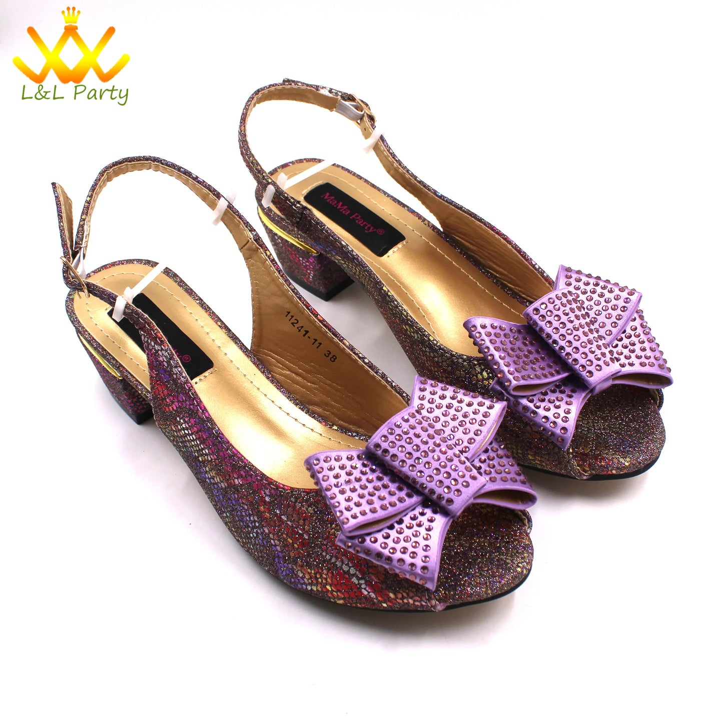 Italian Women Shoes Matching Bag Set in Sky Blue Color Comfortable Heels with Appliques for Wedding