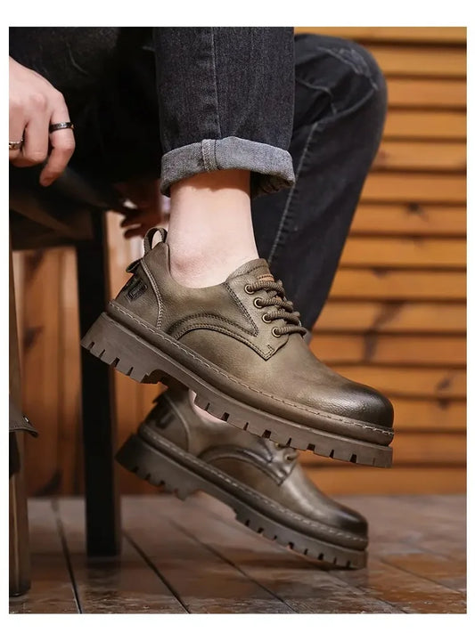 High-quality autumn and winter series men's shoes British fashion low-top men's leather shoes