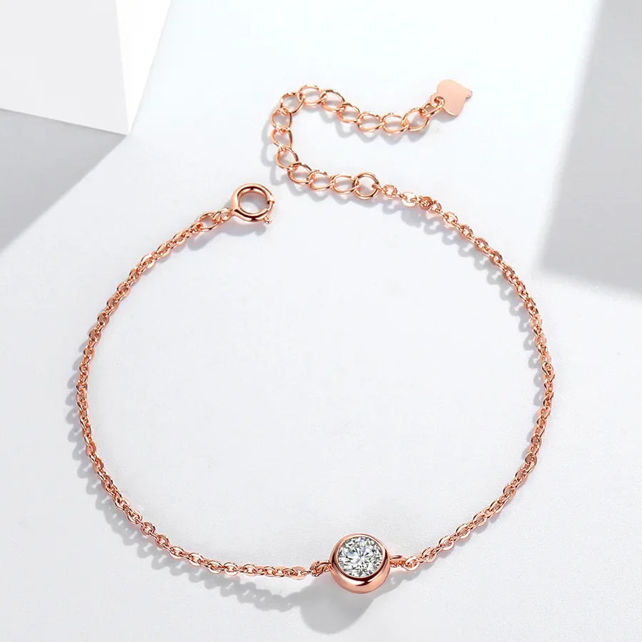 1/2CT Bezel Set Pear Oval Cut Moissanite Solitaire Link Bracelet Women S925 Silver Dainty Diamond Bridal Wrist Chain Gift