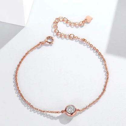 1/2CT Bezel Set Pear Oval Cut Moissanite Solitaire Link Bracelet Women S925 Silver Dainty Diamond Bridal Wrist Chain Gift