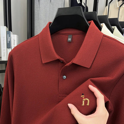 Original Brand Men's Polo Shirt 100 Cotton Lapel Dog Embroider Long Sleeve T-Shirt Autumn New Business Casual Handsome Men'swear