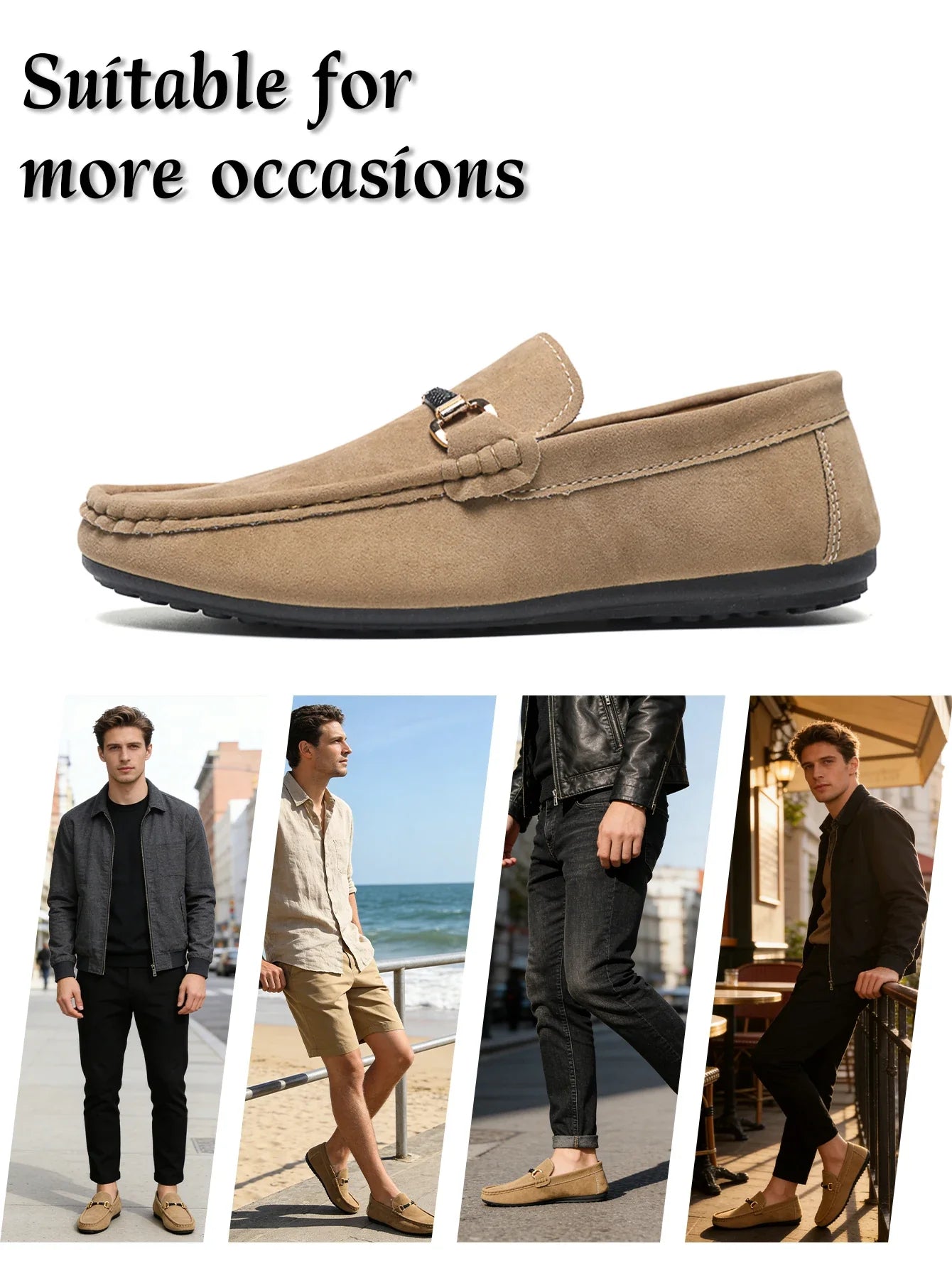 Classic Men's Suede Slip On Loafers Preppy Lightweight Breathable Wallking Driving Shoes Comfort Fashion Outdoor Men's Sneakers