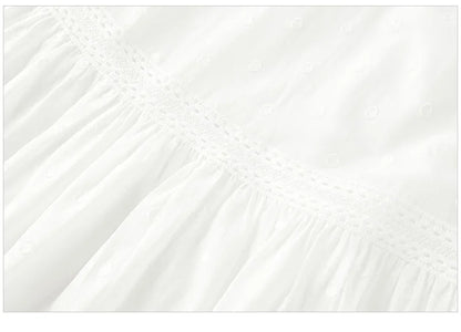 Skirt Women Elastic Waist A-Line Elegant 2025 New Summer Patchwork Lace Polka Dot Long Skirt Graceful for Daily Wear