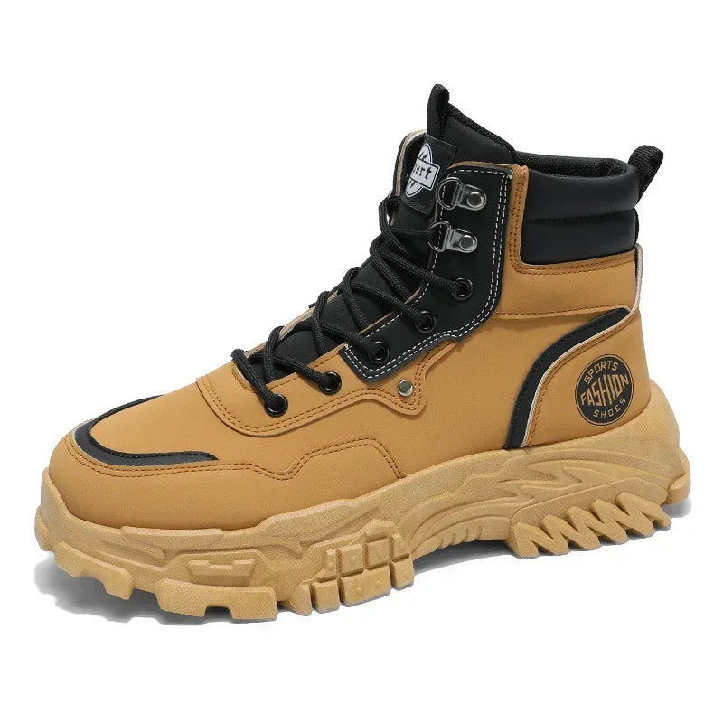 Men Boots Cotton Boot Platform Autumn British High Top Retro Thick Sole Lace Up Comfort Anti Slip Sport Mountaineering Boot