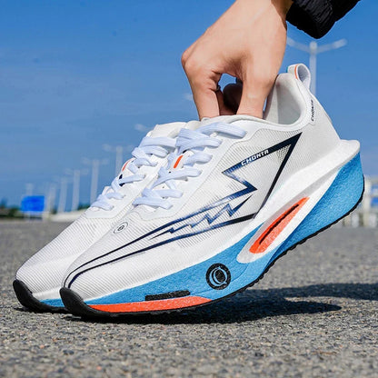 Tênis Masculino Esportivo Casual Confortável e Moderno para Corrida - Parte Superior em Tecido Respirável, Antiderrapante, Resistente ao Desgaste, Sola com Absorção de Choque, Cadarço, Bico Redondo, Adequado para Todas as Estações