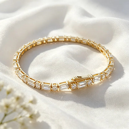 Emerald Cut Original Moissanite Tennis Bracelet for Women Men Hip Hop Jewelry Full Diamond Chain S925 Sterling Silver