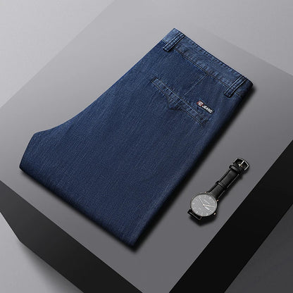 2026 Thin Stretch Denim Business Casual High Waist  High Lyocell  Men's Fit Straight Lightweight Cotton  Light Grey Jeans