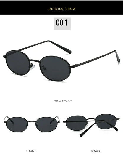 Retro Small Oval Metal Frame Women Sunglasses UV400 Men Punk Sun Glasses