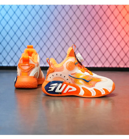 New autumn/winter 2025 children's basketball shoes with waterproof leather surface and training sports shoes for boys and girls
