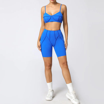 Yoga Sports Fitness Sets High Waist Hip-lifting Trousers Open Back Bra Suit Casual Running Workout Gym Leggings Sexy Sets Women