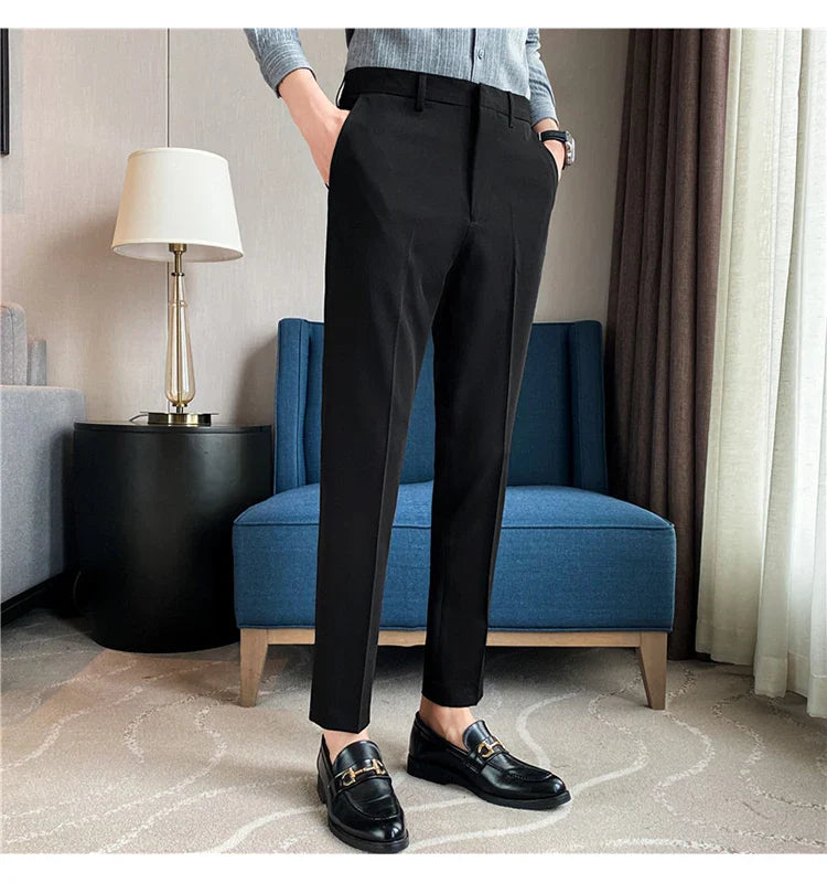 Men Solid Boutique Suits Pants Male Formal Wear Wedding Dress Trousers Quality Men British Style Business Casual Suit Pants 36