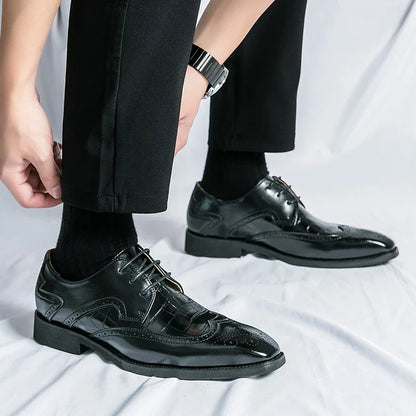 Brock British Korean version high-end suit shoes wedding small leather shoes men's business formal wear trendy men's shoes