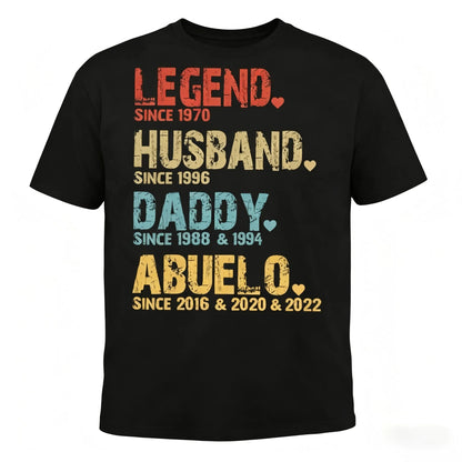 Personalized Dad Shirt, Custom Daddy Shirts for Men, Legend Grandpa T-Shirt, Gifts for Fathers Day Birthday S-3XL