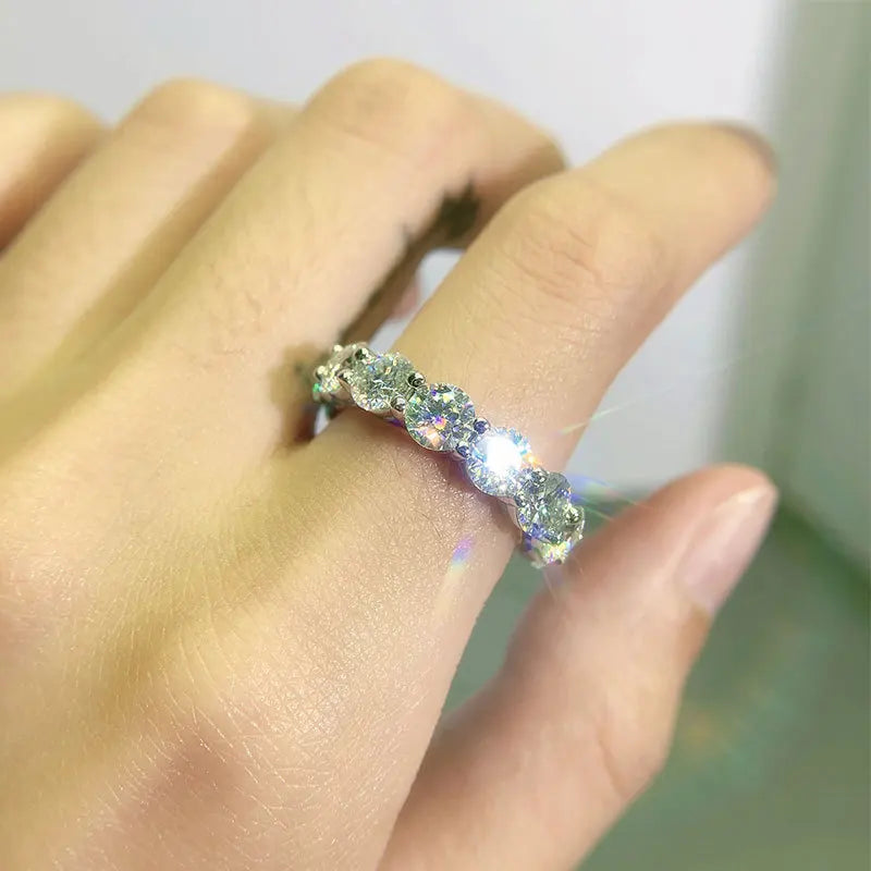 Personalized Moissanite Full Eternity Bands 925 Sterling Silver Ring For Women Girl Fine Jewelry 5mm 3mm D Moissanite Ring