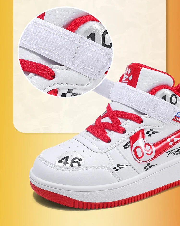 Cute girls and boys basketball shoes school activities children's casual shoes low-cut shoes autumn and winter new leather shoes