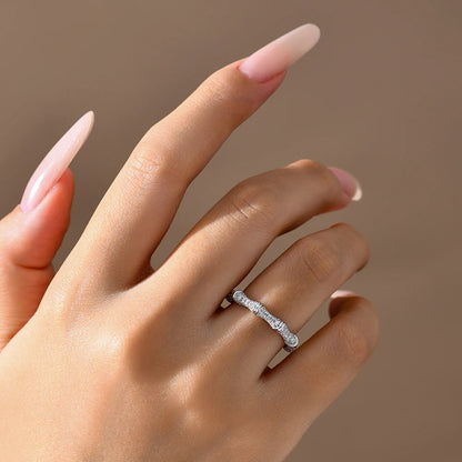 Sparkling Moissanite Ring Bamboo Design 925 Sterling Silver Women Rings Peace Good Luck for Birthday Party Gift Jewelry