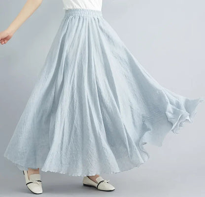 Fashion Cotton Linen Clothes Women Skirts Maxi Y2k Elegant Beach Saia Ropa Mujer Casual Vestido Boho Long Skirt Faldas Harajuku