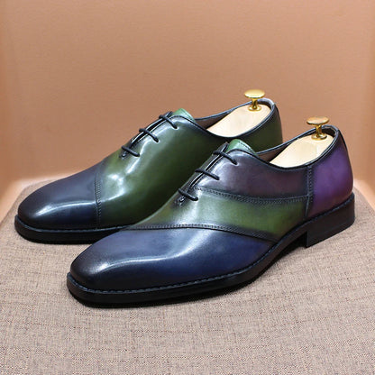 Fashion Mens Oxford Crocodile Pattern Cow Patent Leather Lace Up Wedding Party Office Formal Dress Shoes for Men Mixed Colors