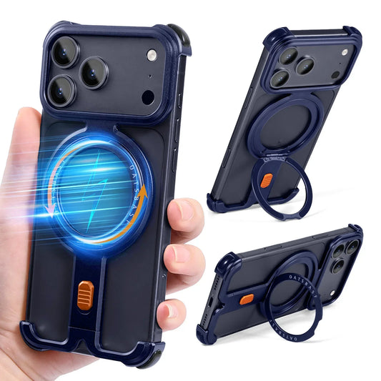 Oatsbasf Π Shape Magnetic Phone Case for iPhone 17 Pro Max/17 Pro Bazel-Less Phone Protective Cover Minimalist Protective Bumpe