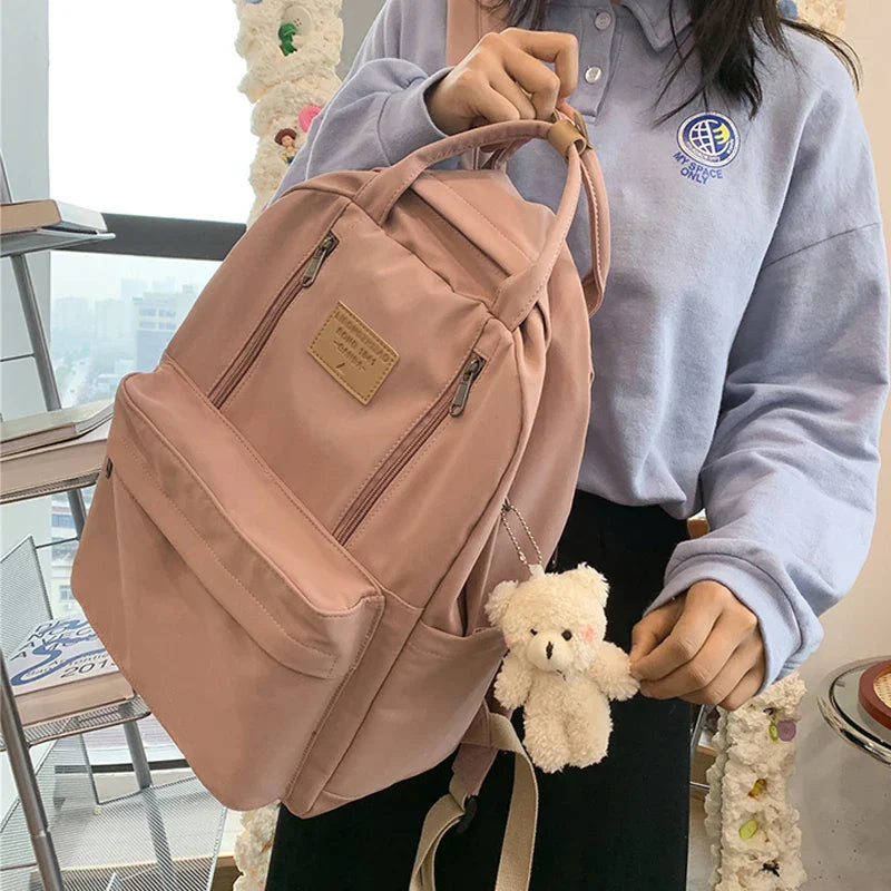 Solid Color Women Backpack High Quality Youth Waterproof Backpacks for Teenage Girls Female School Shoulder Bag Bagpack