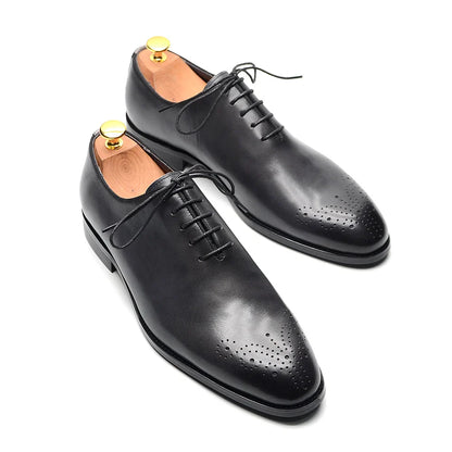 Luxury Classic Mens Oxford Dress Shoes Whole Cut Genuine Leather Handmade Lace-up Formal Shoe for Men Wedding Business Office