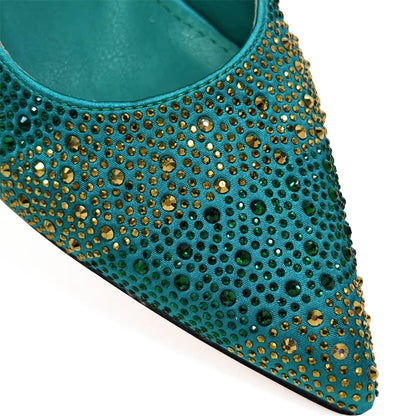 Pointed-Toe Luxury Style High Heels Sandal With Bag Set in Gold Color For Wedding Party Women