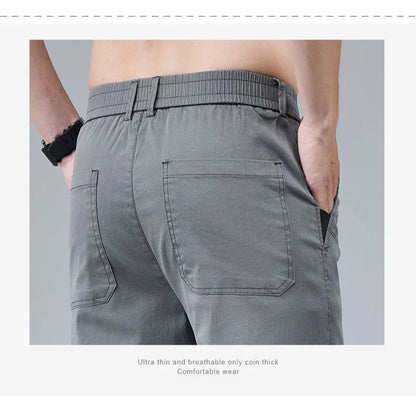 Men's Summer Lyocell Shorts Thin Breathable Comfortable Slim Korean Fashion Short Pants Elastic Waist Casual Vacation Pants