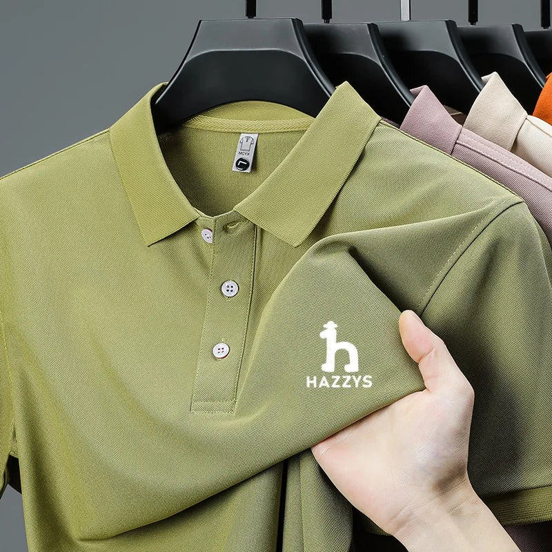New Men's High End Brand Lape Short Sleeved Polo Shirt Summer Fashion Letter Print T-Shirt Casual Business Office Men's Clothing