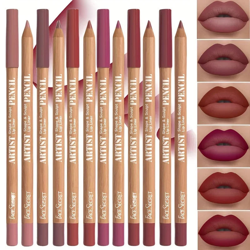 6pcs Set Nude Lip Liner Set,Long-Lasting Waterproof Velvet Matte Lip Pencil, Lip Makeup Berry, Brown, Pink