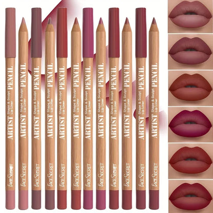 6pcs Set Nude Lip Liner Set,Long-Lasting Waterproof Velvet Matte Lip Pencil, Lip Makeup Berry, Brown, Pink