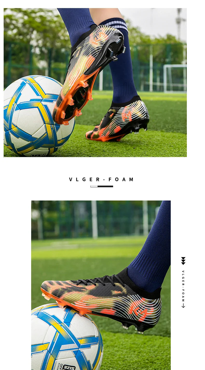 New Men Soccer Shoes Match Outdoor Sneakers Grass Cleats Hot-selling Football Boots Non-Slip Boys High-quality High-top Light