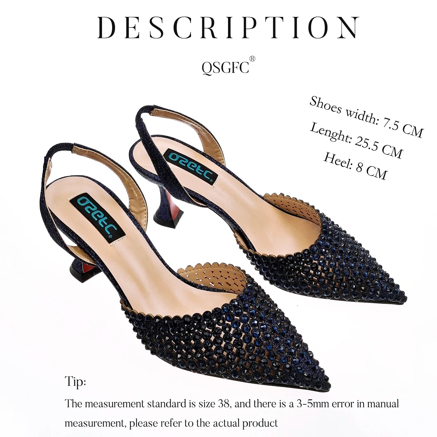 Nigerian New Trending Cutout Style Navy Blue Elegant Women's Shoes and Party Wedding Bag