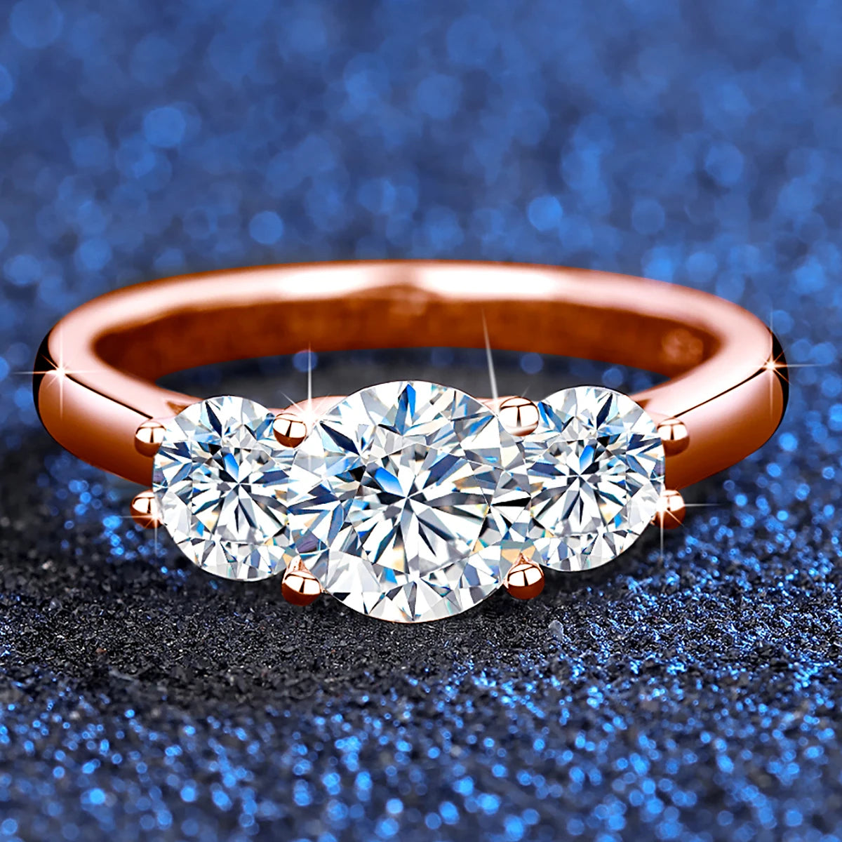 Certified 3 Stone Cat Totem Moissanite Rings For Women Total Is 2ct Genuine Sterling Silver 925 Luxury Wedding Jewelry Trend Hot