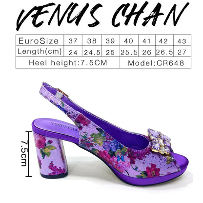 Italian Design Shoes and Bags Matching Set 2024 Women high heel Party Purple Color Nigeria Wedding Bigger Size Shoes
