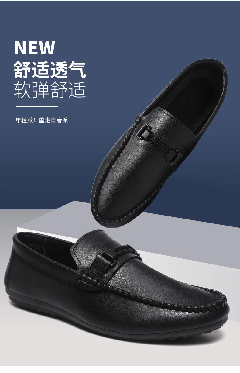 Trend White Loafers Man Big Size 46 Breathable Lightweight Men's Leather Shoes Comfortable Casual Shoes Men Driving Shoes
