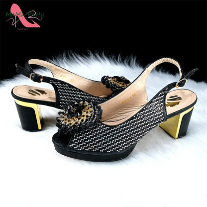 Italian Women Shoes Matching Bag Set in Green Color 7 CM Comfortable Heels with Plaform Elegant Peep Toe Sandals