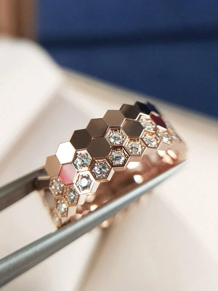 925 Sterling Silver Personality Simple Delicate Honeycomb Ring For Women Engagement Wedding Luxury High Quality Fine Jewelry