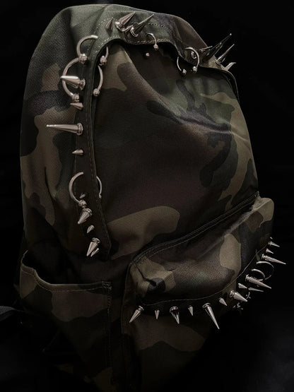 punk rivet leopard print backpack men's bag large capacity fashion Backpacks for women