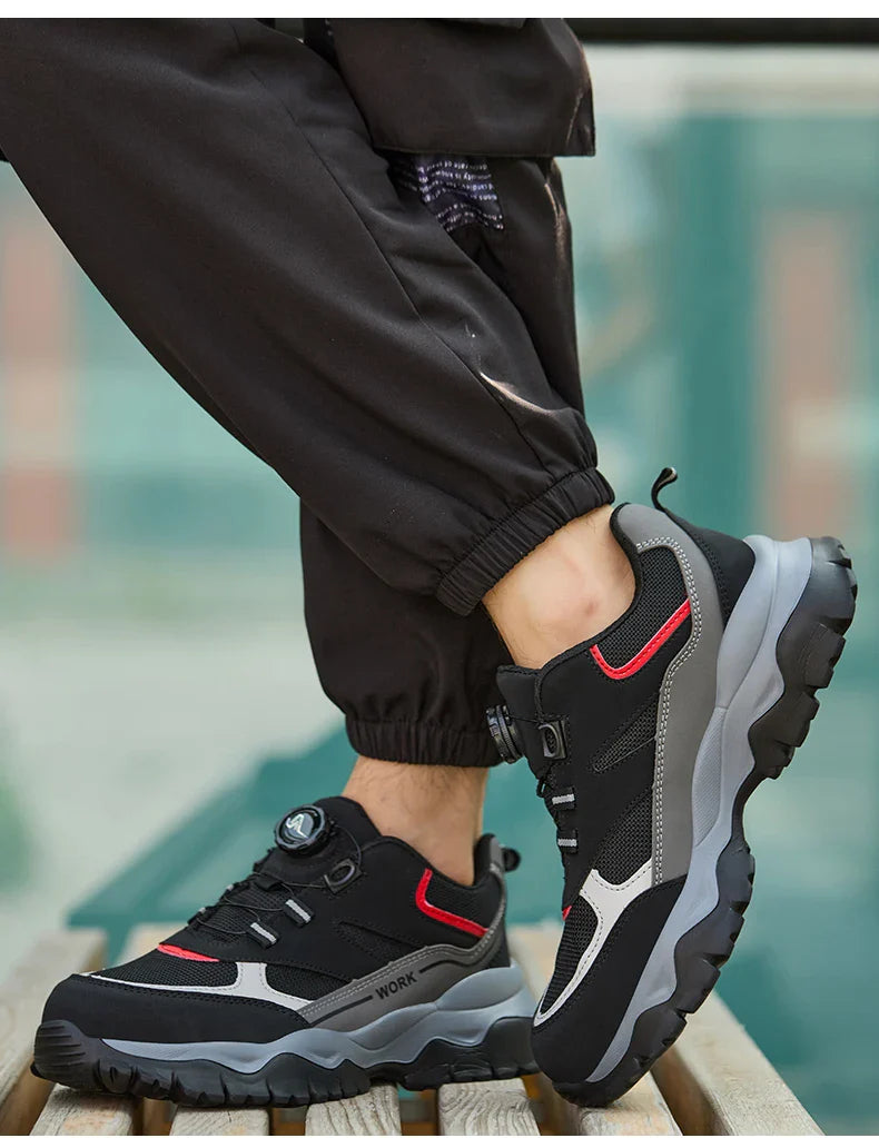 Light Breathable Sneaker Safety Shoes With Steel Toe Cap Anti-Piercing, Shock Absorbing Anti-Smash Design, Work Shoes for Men